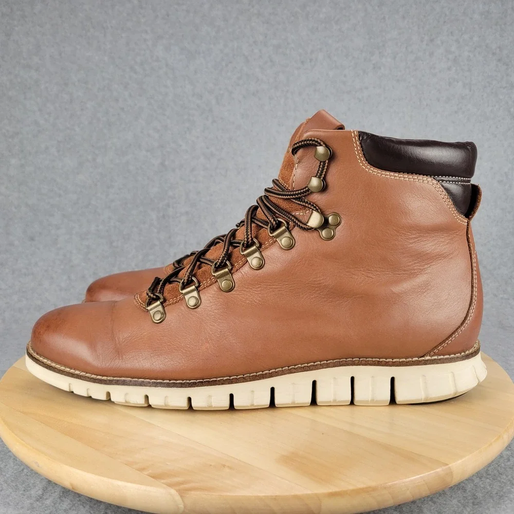Cole Haan Zerogrand‎ Hiker Boots Mens 11.5 Tan Leather Water Resistant C25555